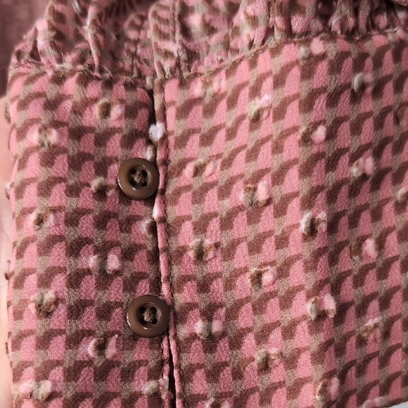 Adrianna Papell | Pink Patterned Textured Sheer Tunic Long Sleeve Top Size XL 1X - Picture 11 of 11